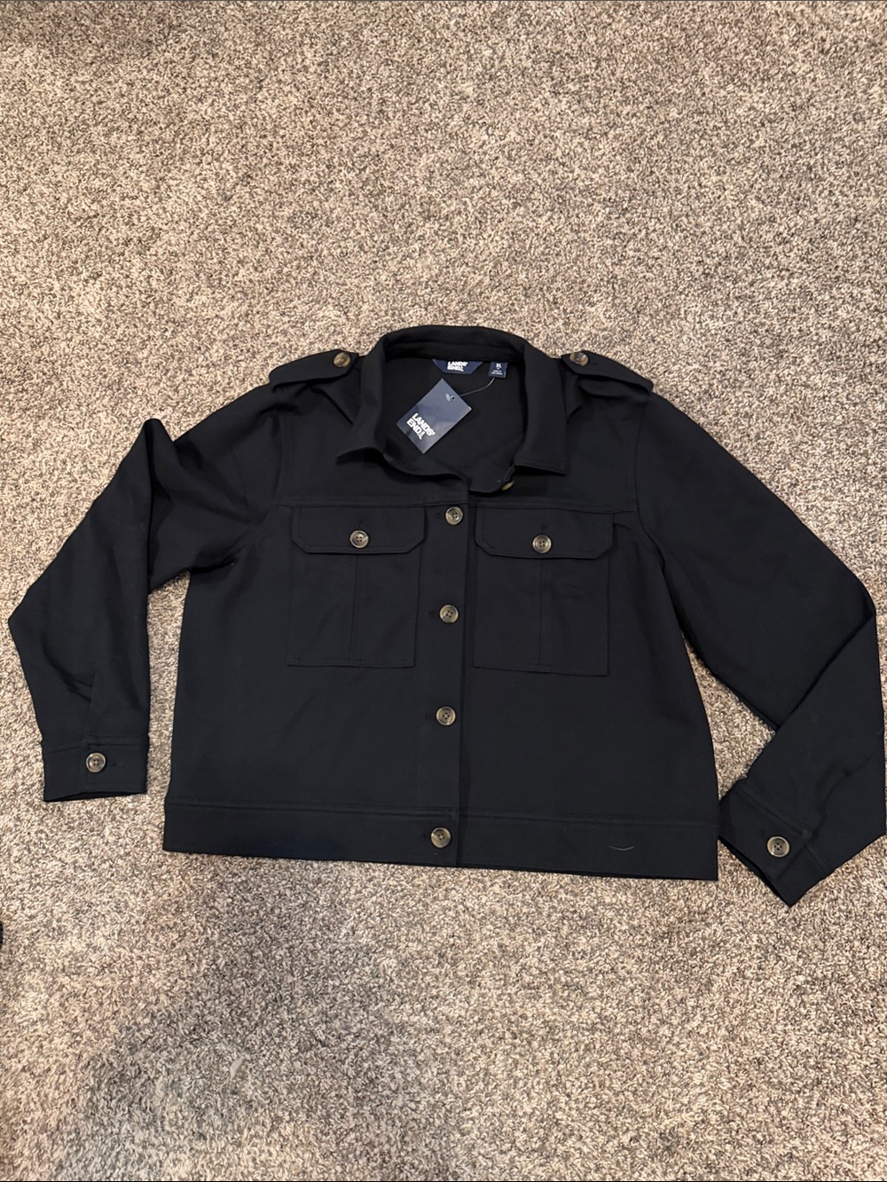 NWT Lands' End Black Button-Front Utility Women's Jacket